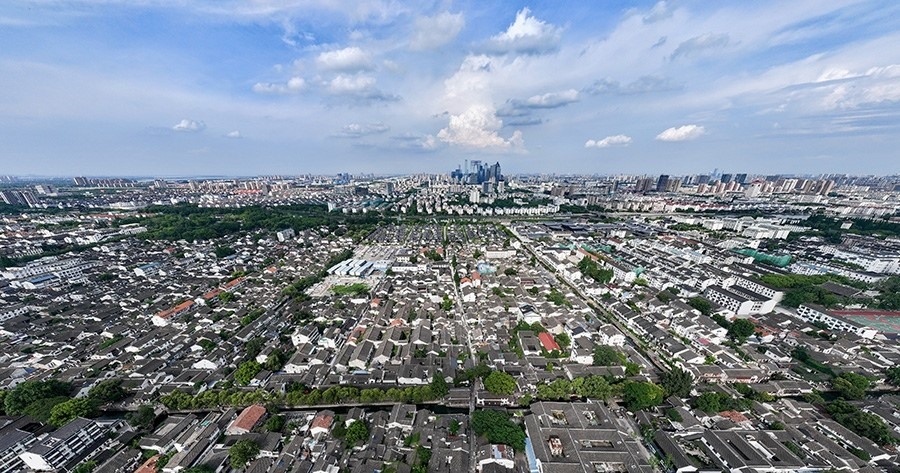 2023年7月3日拍攝的蘇州平江歷史文化街區(qū)（無人機照片）。新華社記者 李博 攝