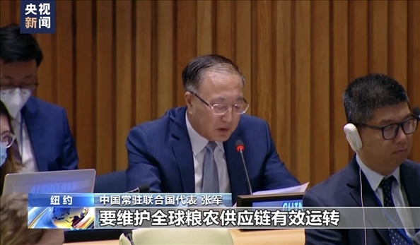△2022年7月，第76屆聯(lián)合國(guó)大會(huì)舉行高級(jí)別特別會(huì)議?！叭虬l(fā)展倡議之友小組”就糧食安全問(wèn)題闡述小組成員共同立場(chǎng)。