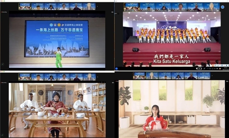 圖為開(kāi)營(yíng)儀式上兩國(guó)營(yíng)員表演精彩節(jié)目。黎明職業(yè)大學(xué)供圖