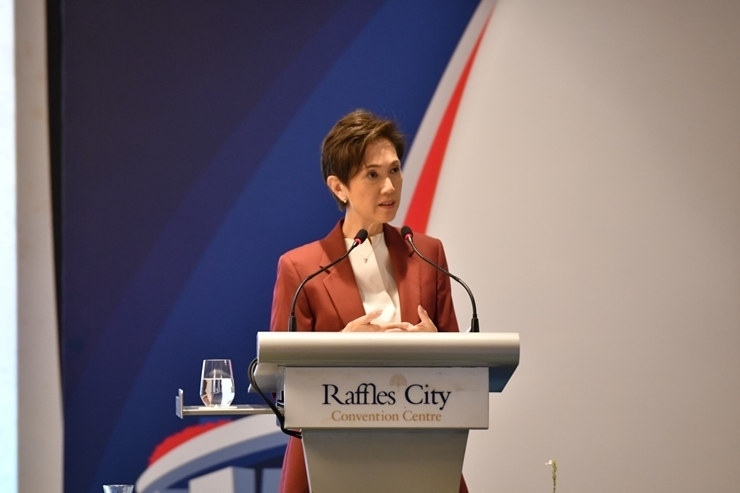 新加坡通訊及新聞部長兼內(nèi)政部第二部長楊莉明。新加坡南洋理工大學(xué)供圖