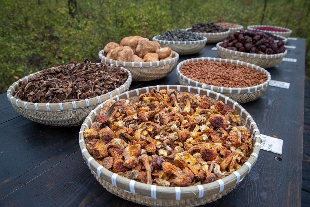 △近日，漠河市北極村一景區(qū)展示的林下產(chǎn)品。