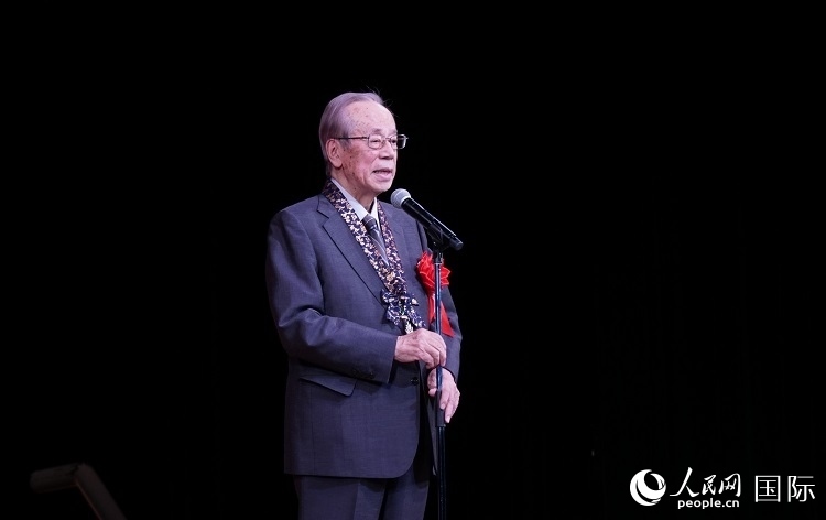 日本前首相福田康夫發(fā)表致辭。人民網(wǎng) 蔣曉辰攝