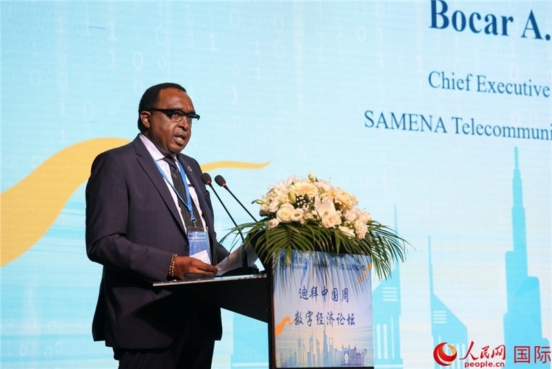 SAMENA電信協(xié)會首席執(zhí)行官博卡爾致辭。人民網(wǎng)記者任皓宇攝