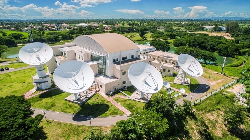 2016年8月1日拍攝的老撾首都萬(wàn)象的老撾一號(hào)通信衛(wèi)星地面站全景。