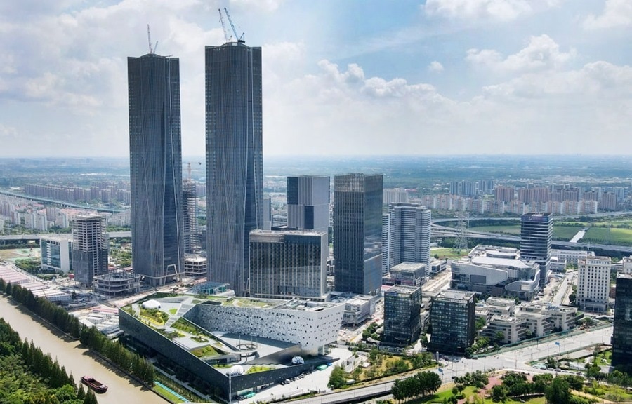 位于上海浦東新區(qū)的張江科學會堂（前）（2023年9月10日攝，無人機照片）。