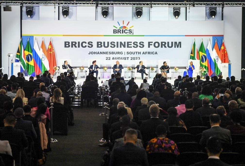 這是8月22日在南非約翰內(nèi)斯堡拍攝的金磚國家工商論壇現(xiàn)場。新華社記者李亞輝攝