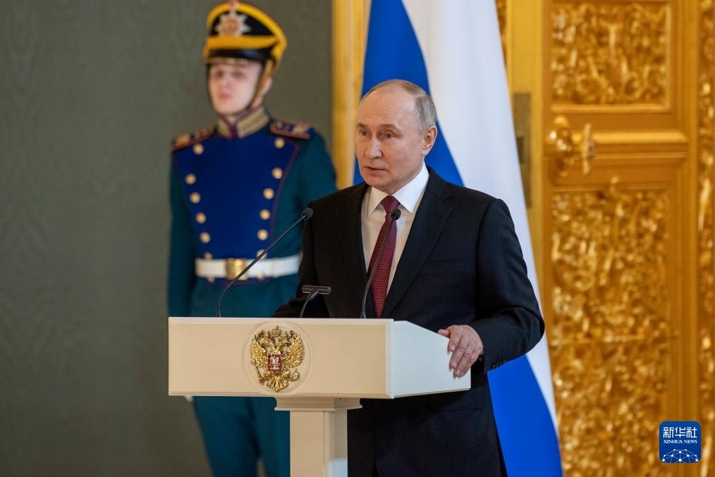 3月20日，俄羅斯總統(tǒng)普京在莫斯科克里姆林宮與其競選團隊代表舉行見面會。新華社記者 曹陽 攝