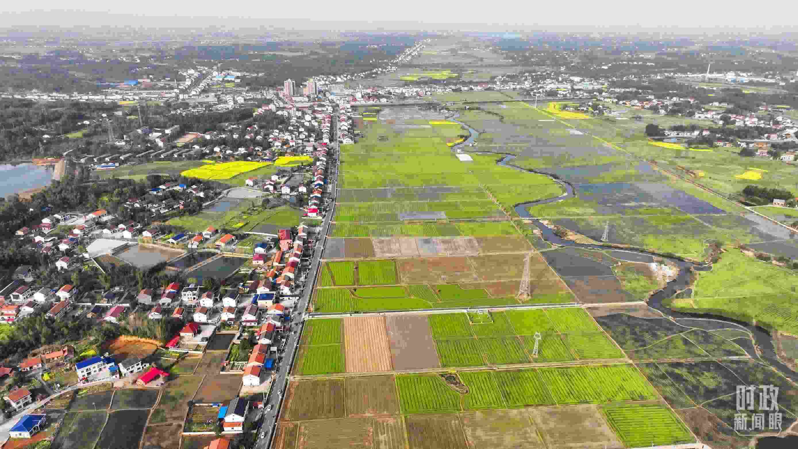 △俯瞰常德市謝家鋪鎮(zhèn)港中坪村。（總臺(tái)國廣記者李晉拍攝）