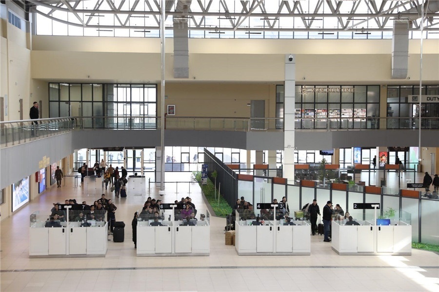 3月24日，扎門烏德口岸通關(guān)現(xiàn)場。駐蒙古使館供圖