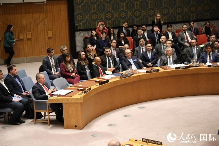 4月18日，安理會(huì)投票現(xiàn)場，12個(gè)成員投贊成票。 人民網(wǎng)記者 李志偉攝