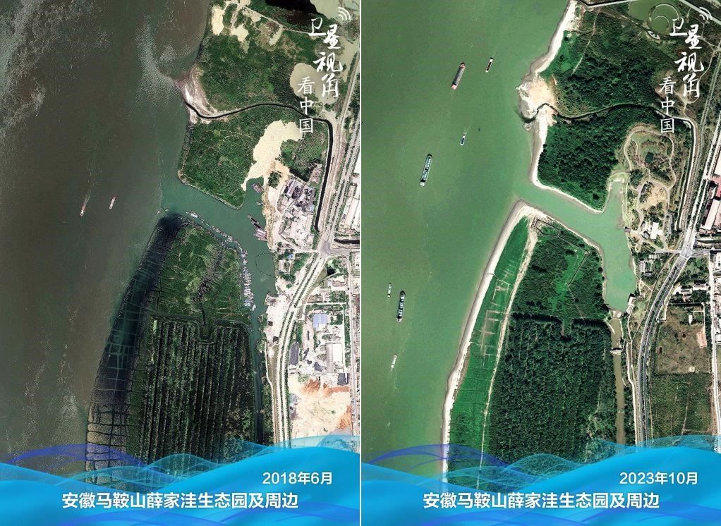 經過整治后的安徽馬鞍山薛家洼生態(tài)園生機盎然。