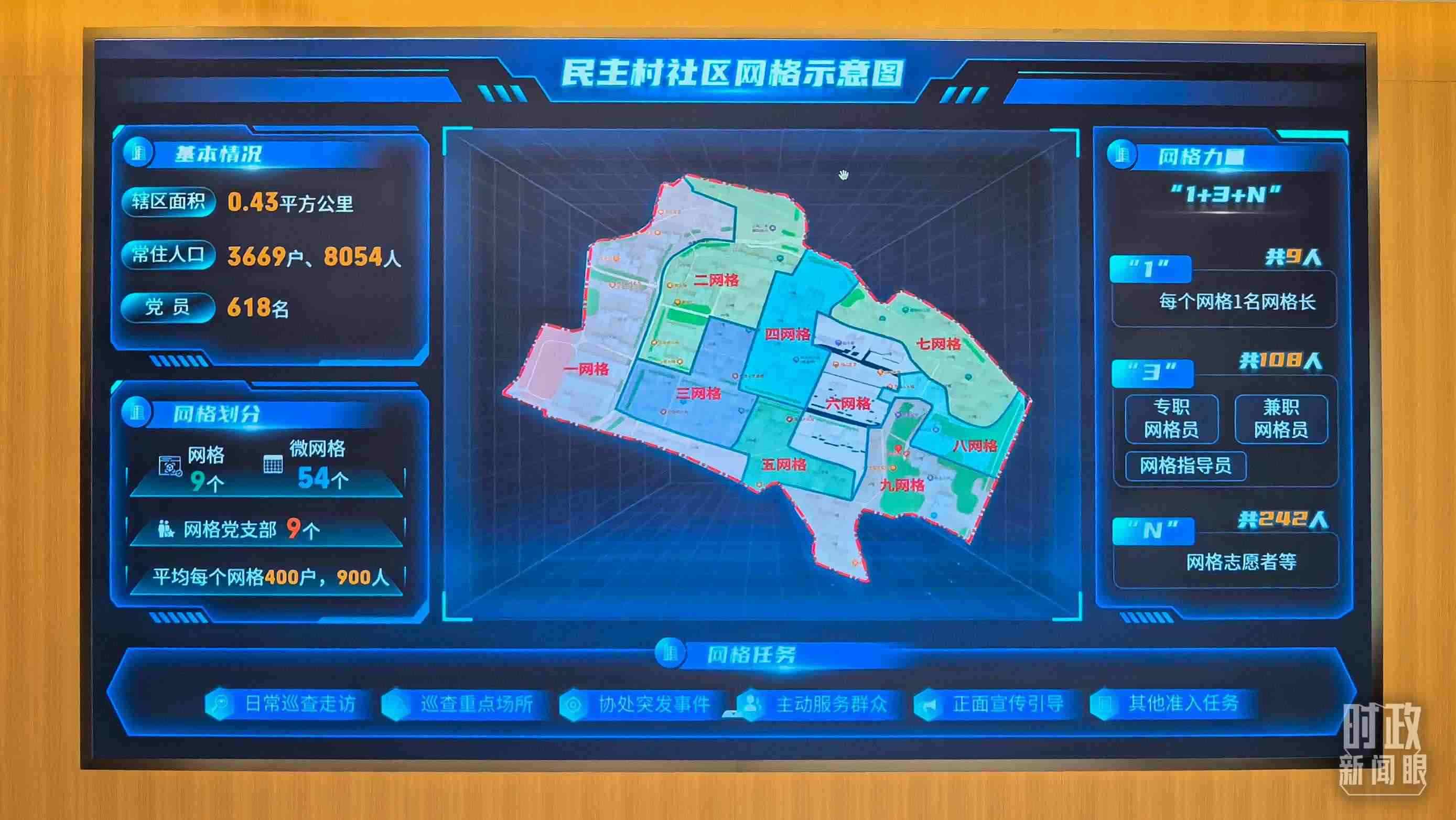 △民主村社區(qū)網(wǎng)格示意圖。（總臺(tái)央視記者邢彬拍攝）