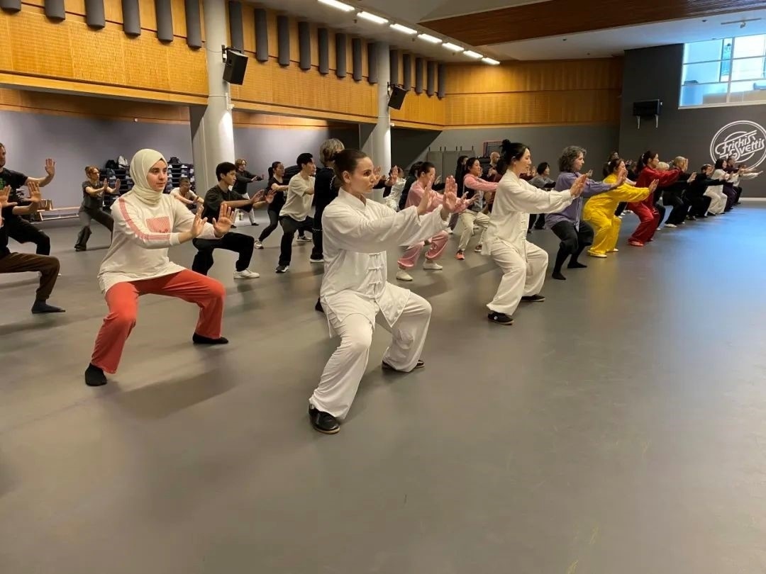 培訓(xùn)班學(xué)員學(xué)習(xí)太極拳。斯德哥爾摩中國(guó)文化中心供圖