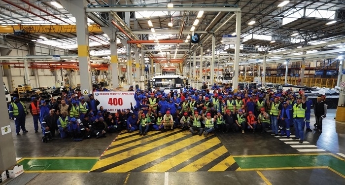 一汽南非庫哈工廠單月產(chǎn)量破400輛。圖片來源：一汽解放