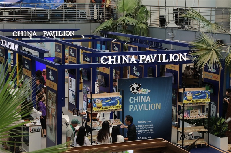 中國聯(lián)合展臺亮相阿拉伯廣播電視節(jié)。主辦方供圖