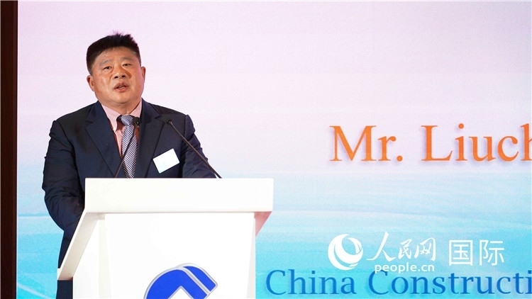 中國建設(shè)銀行國際部副總經(jīng)理岳留昌發(fā)言。 人民網(wǎng) 張茜 攝