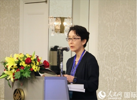 日本貿(mào)易振興機(jī)構(gòu)（JETRO）企劃部海外地區(qū)戰(zhàn)略主管日向裕彌致辭。人民網(wǎng) 許可攝