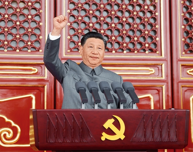 2021年7月1日，慶祝中國共產(chǎn)黨成立100周年大會在北京天安門廣場隆重舉行。中共中央總書記、國家主席、中央軍委主席習(xí)近平發(fā)表重要講話。 新華社記者 鞠鵬/攝