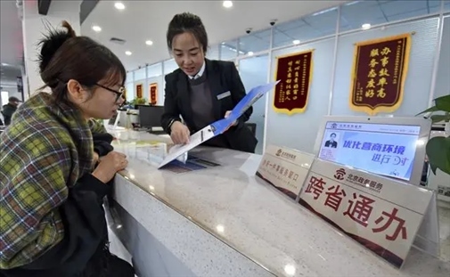 2024年3月25日，北京大興區(qū)，工作人員為群眾辦理跨省政務(wù)事宜。