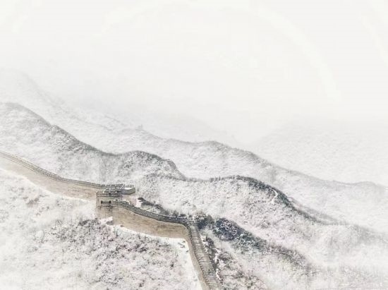 朱銳拍攝的長城雪景。（受訪者供圖）