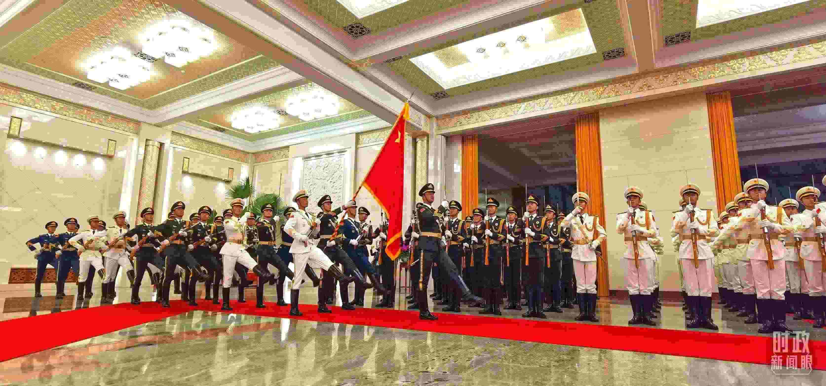 歡迎儀式上的儀仗隊(duì)。（總臺(tái)央視記者郭鴻拍攝）