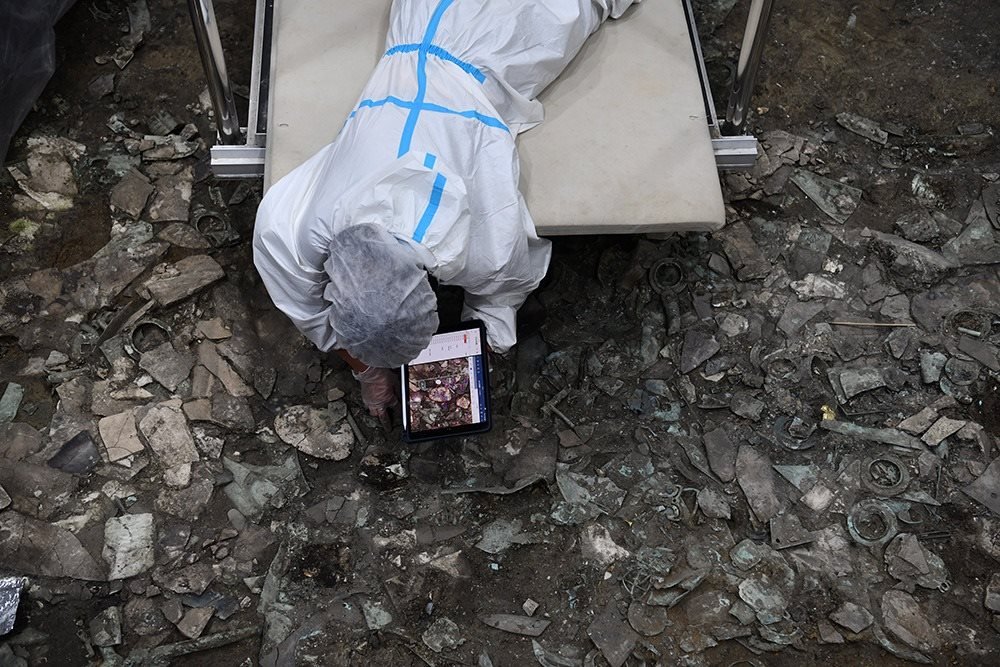 2022年6月28日，四川德陽，三星堆7號祭祀坑發(fā)掘現(xiàn)場。