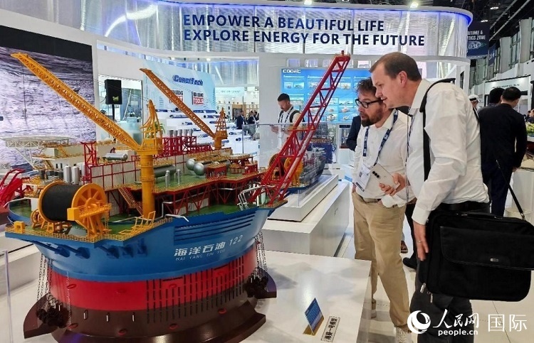 觀眾在中企展臺(tái)參觀。人民網(wǎng)記者管克江攝