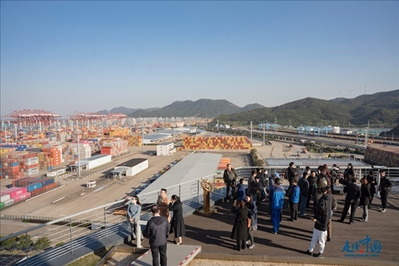 媒體團走進寧波舟山港北侖港區(qū)。環(huán)球網(wǎng)供圖