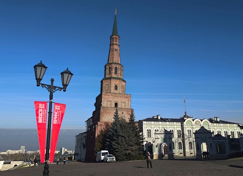 這是2024年10月20日拍攝的俄羅斯喀山克里姆林宮一景。新華社記者 丁海濤 攝