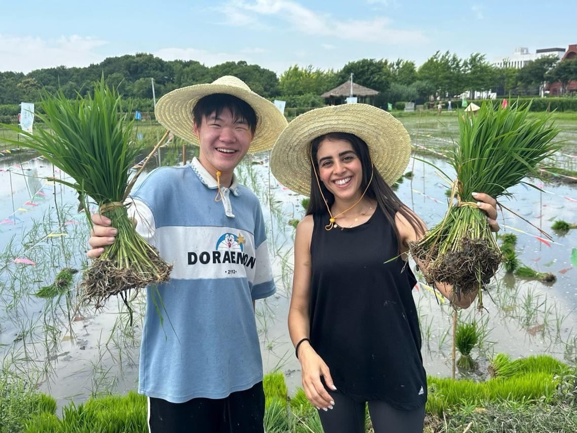 卡友琪在插秧。受訪者供圖