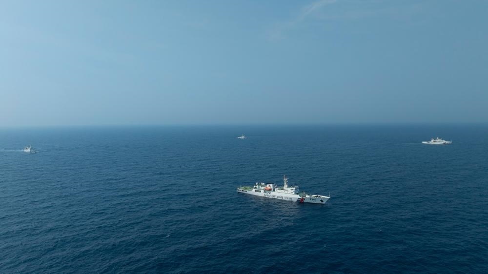 4月22日，中越海警艦艇編隊在北部灣海域開展聯(lián)合巡邏。（中國海警供圖）